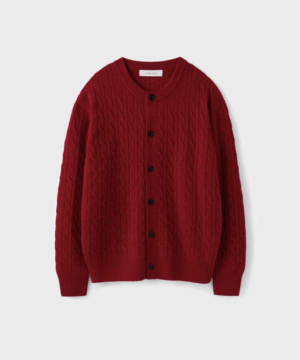 CABLE WOOL CROP CARDIGAN [RED]