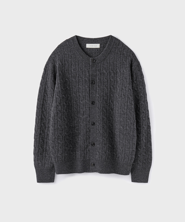 CABLE WOOL CROP CARDIGAN [CHARCOAL]