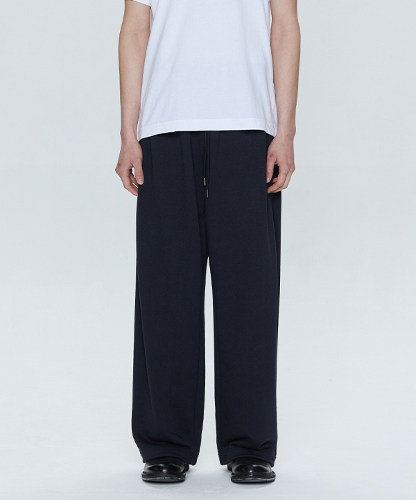 TWO TUCK WIDE SWEAT PANTS [INK NAVY]